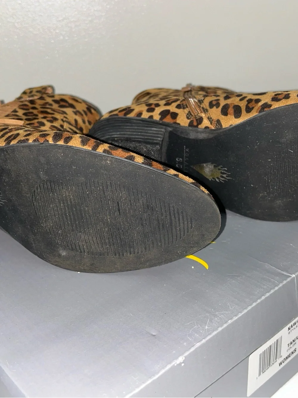 Volatile Leopard-Print Ankle Boots in Brown & Black size 8.5